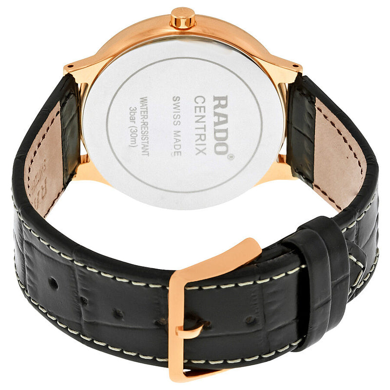 Rado Centrix White Dial Dark Black Leather Quartz Men's