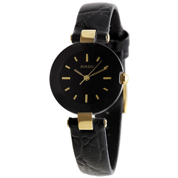 Rado Coupole Black Dial Ceramic Case Ladies Watch #R22829155 - Watches of America