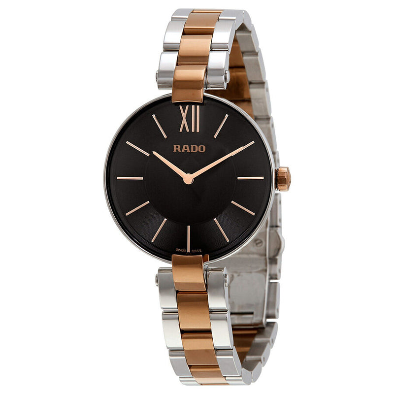 Rado Coupole Black Dial Two-tone Ladies Watch #R22850163 - Watches of America