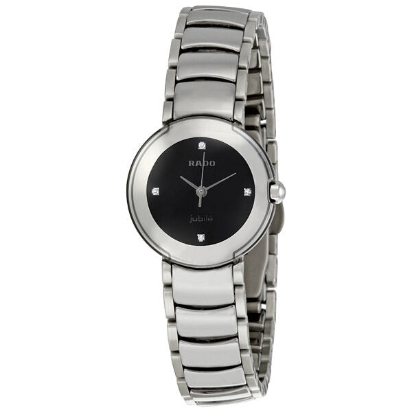 Rado Coupole Diamond Platinum-tone Ceramic Mini Ladies Watch #R22594712 - Watches of America