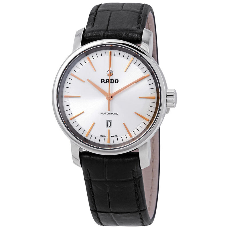 Rado DiaMaster Automatic Silver Dial Ladies Leather Watch #R14050105 - Watches of America