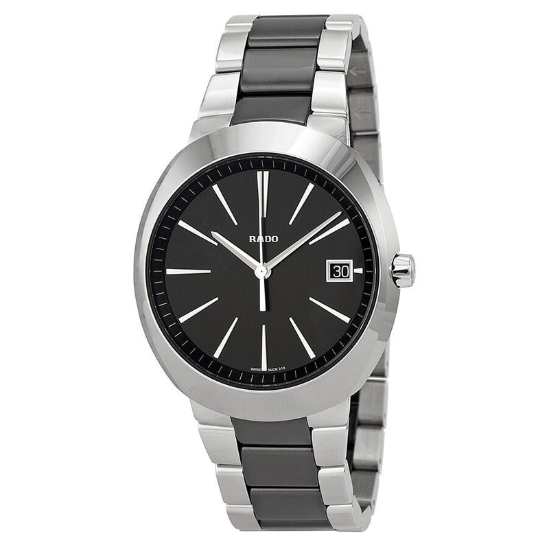 Rado D-Star XL Black Dial Stainless Steel Black Ceramic Men's Watch #R15943162 - Watches of America