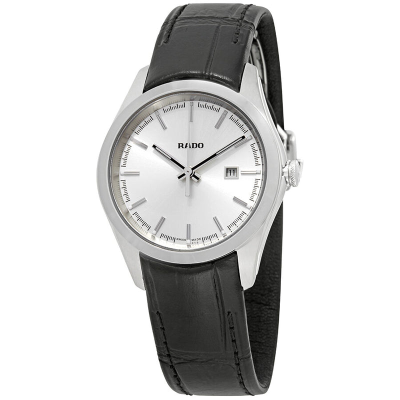 Rado HyperChrome Silver Dial Black Leather Ladies Watch #R32110105 - Watches of America
