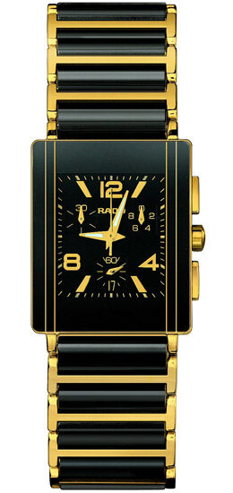 Rado Integral Chronograph 18kt Yellow Gold Black Ceramic Men's Watch #R20592152 - Watches of America