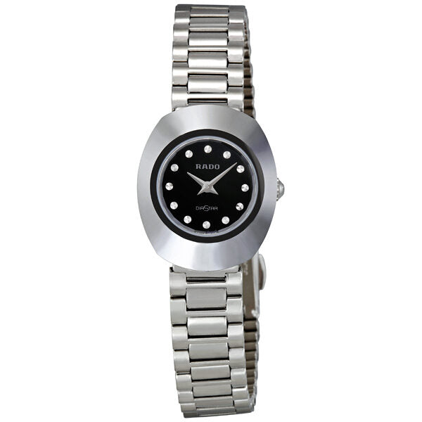 Rado Original Black Dial Stainless Steel Bracelet Ladies Watch #R21558153 - Watches of America