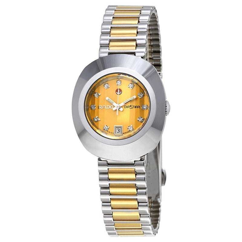 Rado Original Diastar Automatic Diamond Gold Dial Ladies Watch #R12403633 - Watches of America