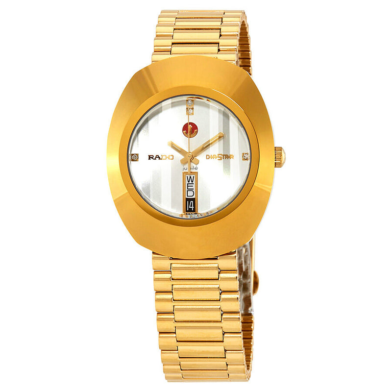 Rado Original Silver Diamond Dial Men's Yellow Gold-Tone L Watch #R12413783 - Watches of America