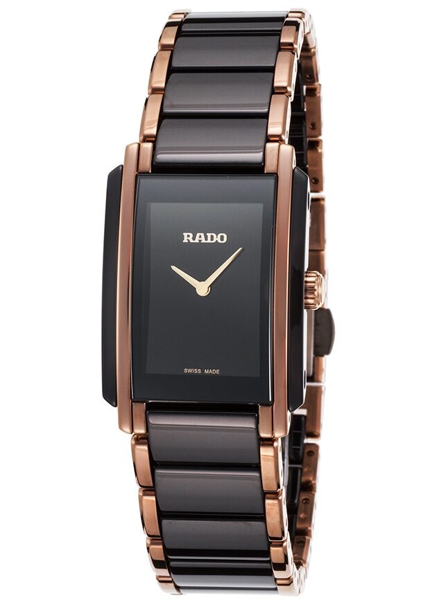 Rado Integral Quartz Black Dial Two-tone Ceramic/Stainless Steel Ladies Watch #R20612152 - Watches of America