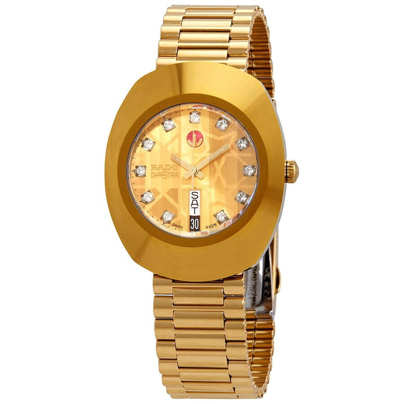Rado The Original Automatic Gold Dial Yellow Gold PVD Men's Watch #R12413503 - Watches of America