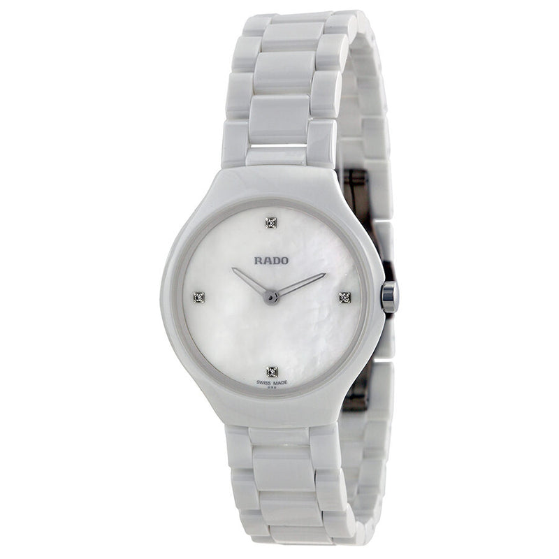 Rado Thinline Mother of Pearl Dial White Ceramic Watch #R27958902 - Watches of America