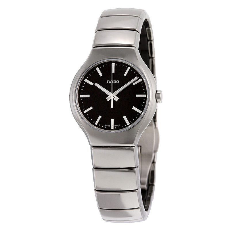 Rado True Black Dial Platinum-tone Ceramic Ladies Watch #R27656162 - Watches of America