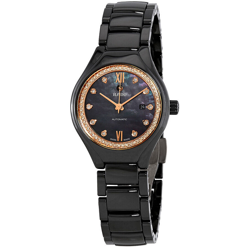 Rado True Black Mother of Pearl Diamond Dial Automatic Ladies Watch #R27242852 - Watches of America