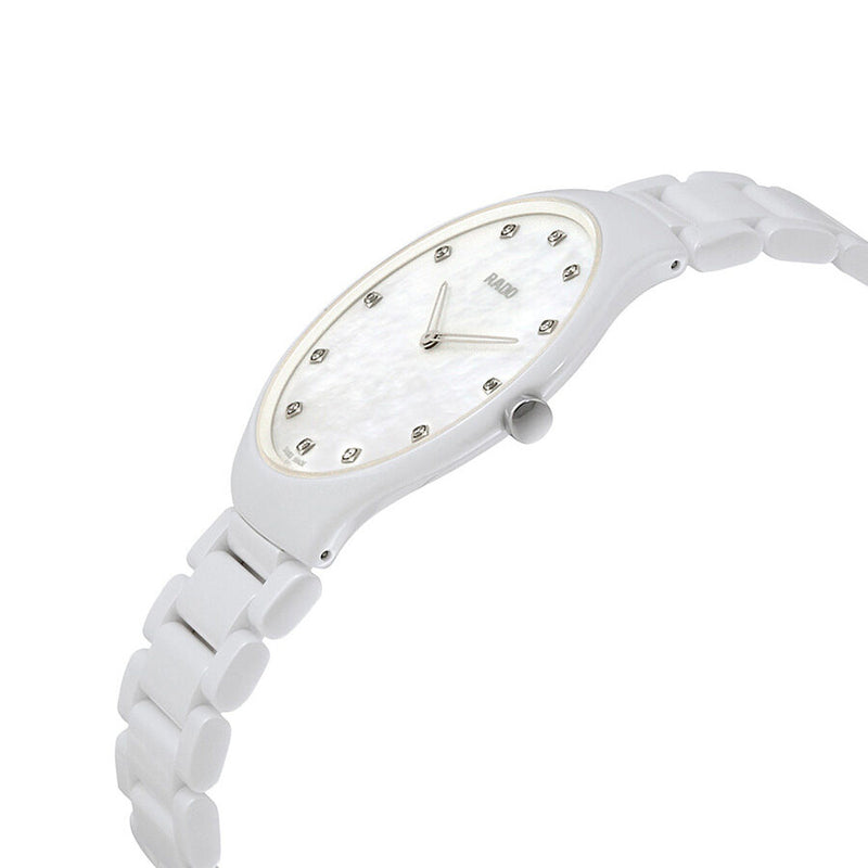 Rado True Thinline Mother of Pearl Dial White Ceramic Ladies Watch #R27957912 - Watches of America #2