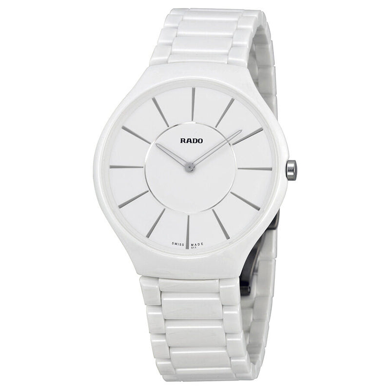 Rado True Thinline White Dial White Ceramic Ladies Watch #R27957112 - Watches of America