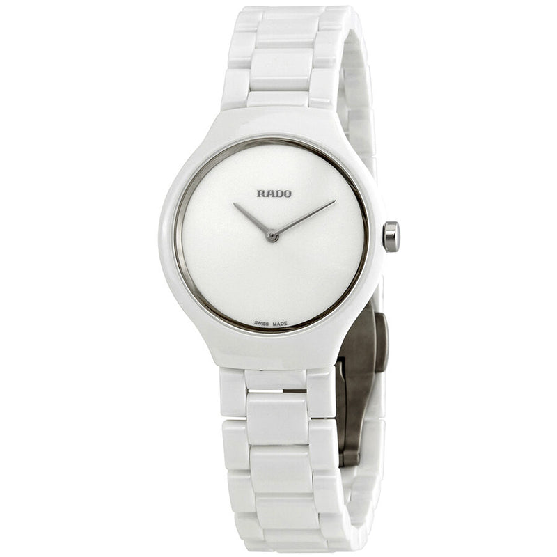 Rado True Thinline White Dial White Ceramic Ladies Watch #R27958022 - Watches of America