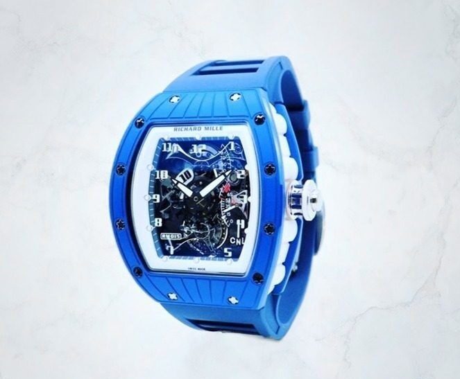 Richard Mille Tourbillon Hand Wind Watch #RM015 Blue - Watches of America