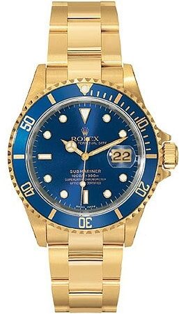 Rolex Submariner Champagne Dial 18K Yellow Gold Oyster Bracelet Quartz Men's Watch #16618CDO - Watches of America