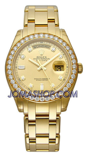Rolex Day-Date Champagne Diamond Dial 18K Yellow Gold Automatic Men's Watch 18948CDPM#18948CDO - Watches of America