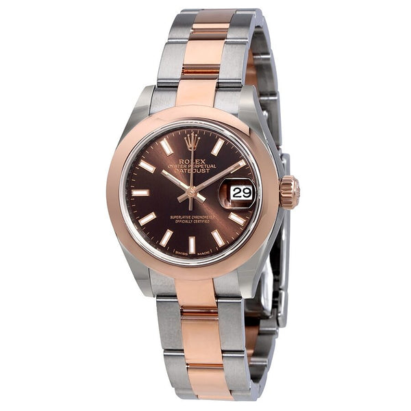 Rolex Lady Datejust Chocolate Dial Steel and 18K Everose Gold Oyster Watch #279161CHSO - Watches of America #2