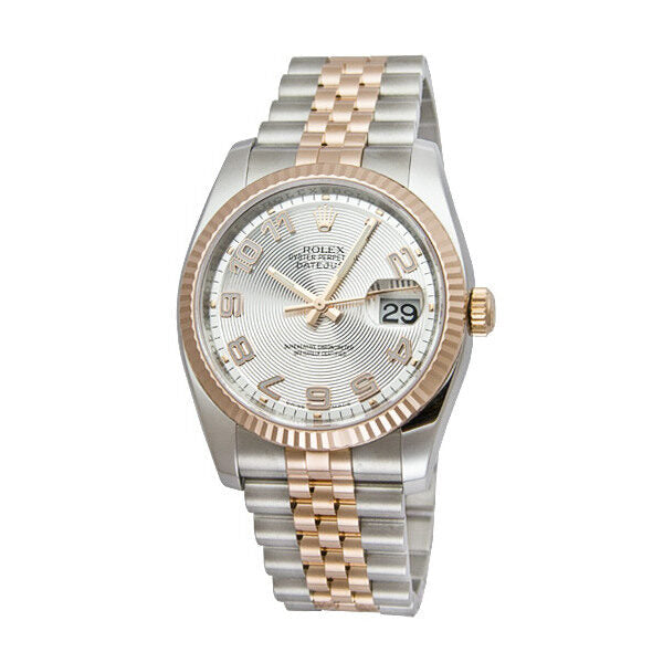 Rolex Oyster Perpetual Datejust 36 Silver Concentric Dial Stainless Steel and 18K Everose Gold Jubilee Bracelet Automatic Men's Watch #116231SCAJ - Watches of America