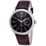 Rolex Cellini Automatic Black Dial Men's Brown Leather Watch #50519BKSBRL - Watches of America