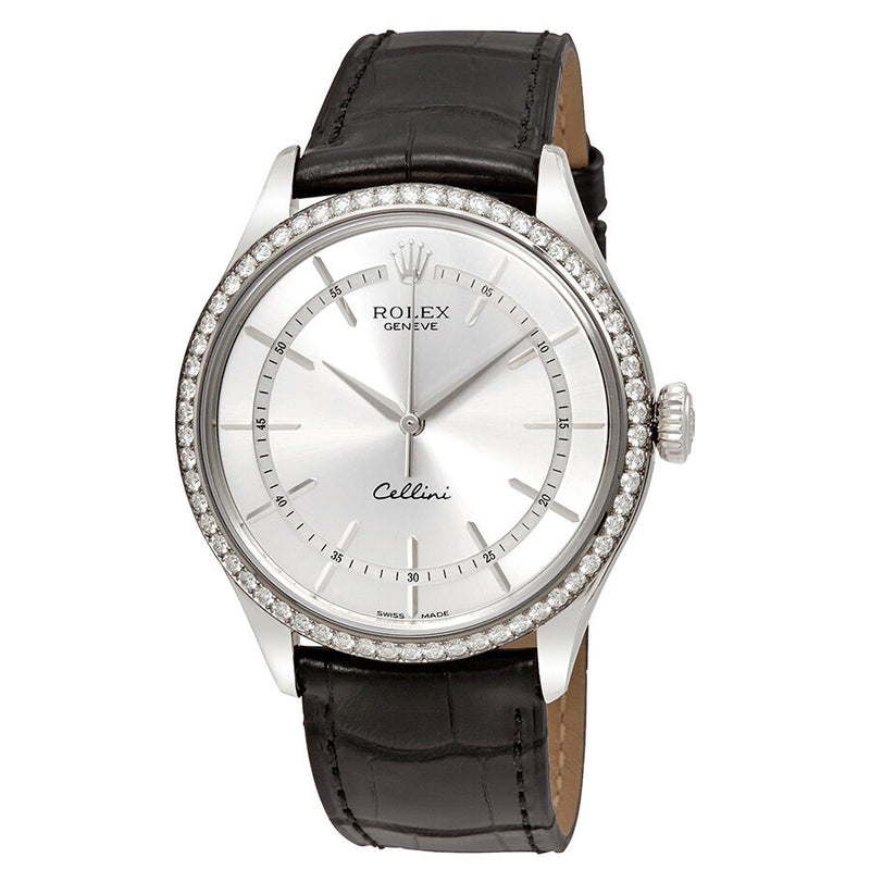 Rolex Cellini Automatic Rhodium Dial Men's Watch #50709SSBKL - Watches of America