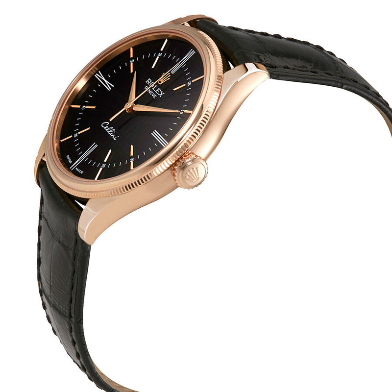 Rolex Cellini Black Dial 18 Carat Everose Gold Automatic Men's Watch #50505BKSL - Watches of America #2
