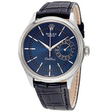 Rolex Cellini Blue Guilloche Dial Automatic Men's Leather Watch #50519BLSBLL - Watches of America