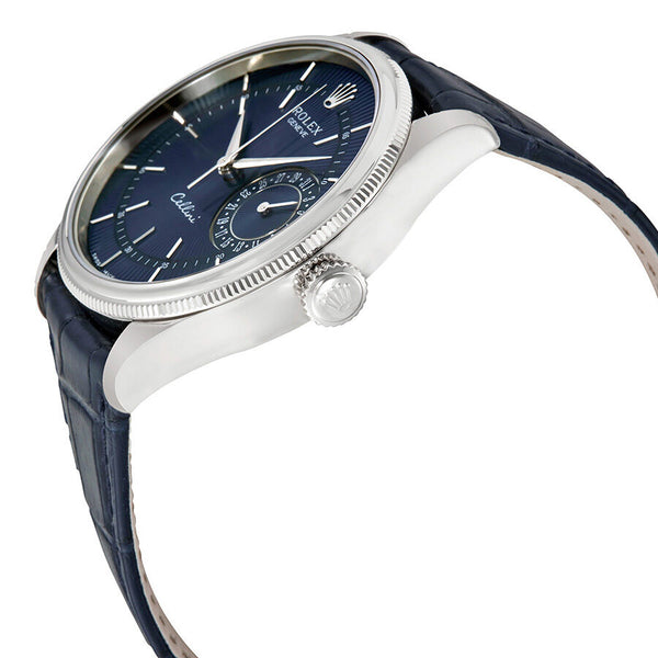 Rolex Cellini Blue Guilloche Dial Automatic Men's Leather Watch #50519BLSBLL - Watches of America #2