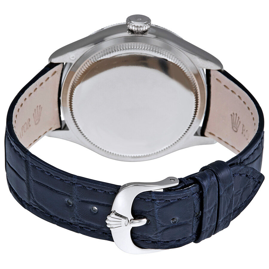 Rolex Cellini Blue Guilloche Dial Automatic Men's Leather