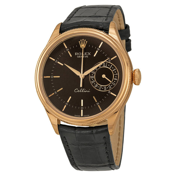 Rolex Cellini Date Black Dial 18kt Everose Gold Men's Watch #50515BKSBKL - Watches of America