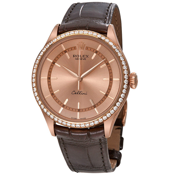 Rolex Cellini Pink Dial Automatic Men's 18kt Everose Gold Watch #50705RBR - Watches of America