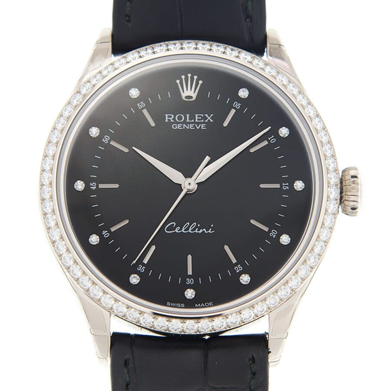Rolex Cellini Time Automatic Diamond Black Dial Ladies Watch #50709BKDBKL - Watches of America #2