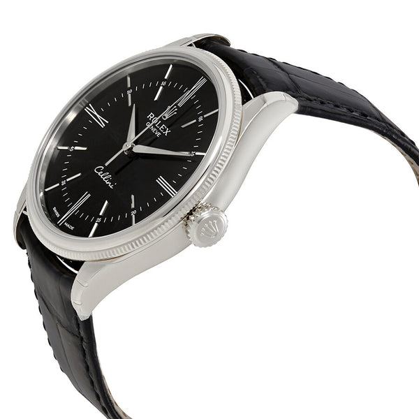 Rolex Cellini Time Black Dial Automatic Men's 18 Carat White Gold Watch #50509BKSL - Watches of America #2
