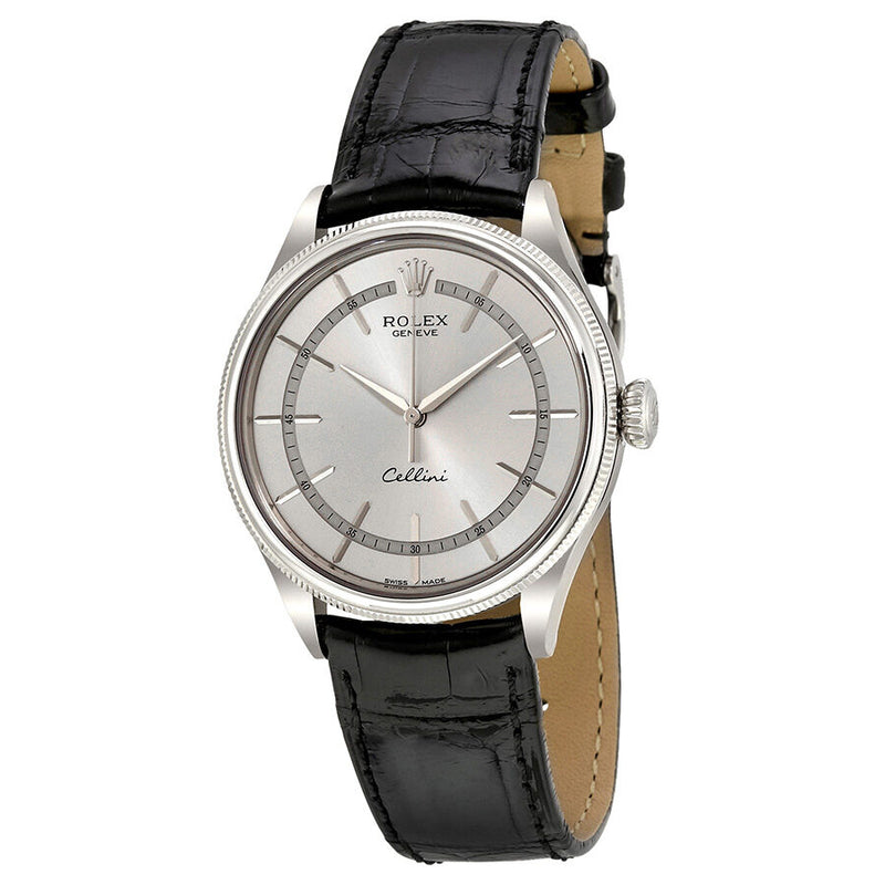 Rolex Cellini Time Silver Dial Automatic Men's 18 Carat White Gold Watch 50509WSL#50509SSL - Watches of America
