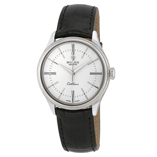 Rolex Cellini Time White Dial Automatic Men's 18 Carat White Gold Watch #50509WSL - Watches of America