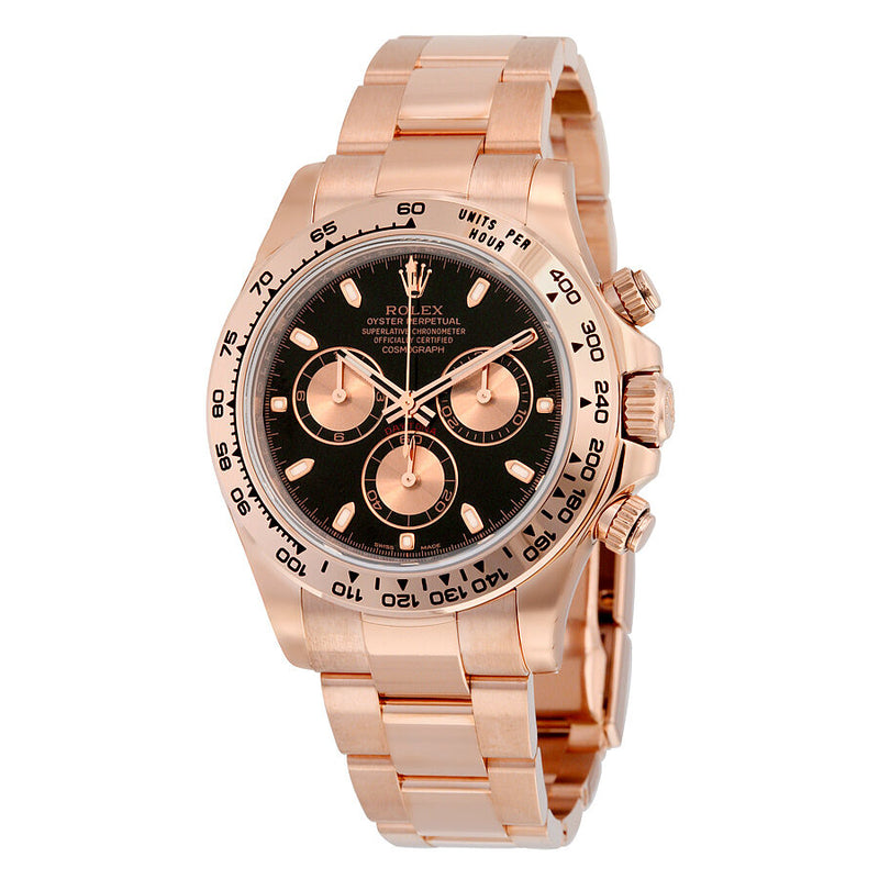 Rolex Cosmograph Daytona Black Dial 18K Everose Gold Oyster Bracelet Automatic Men's Watch #116505BKSO - Watches of America