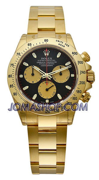 Rolex Cosmograph Daytona Black Dial 18K Yellow Gold Oyster Bracelet Automatic Men's Watch #116528BKCSO - Watches of America