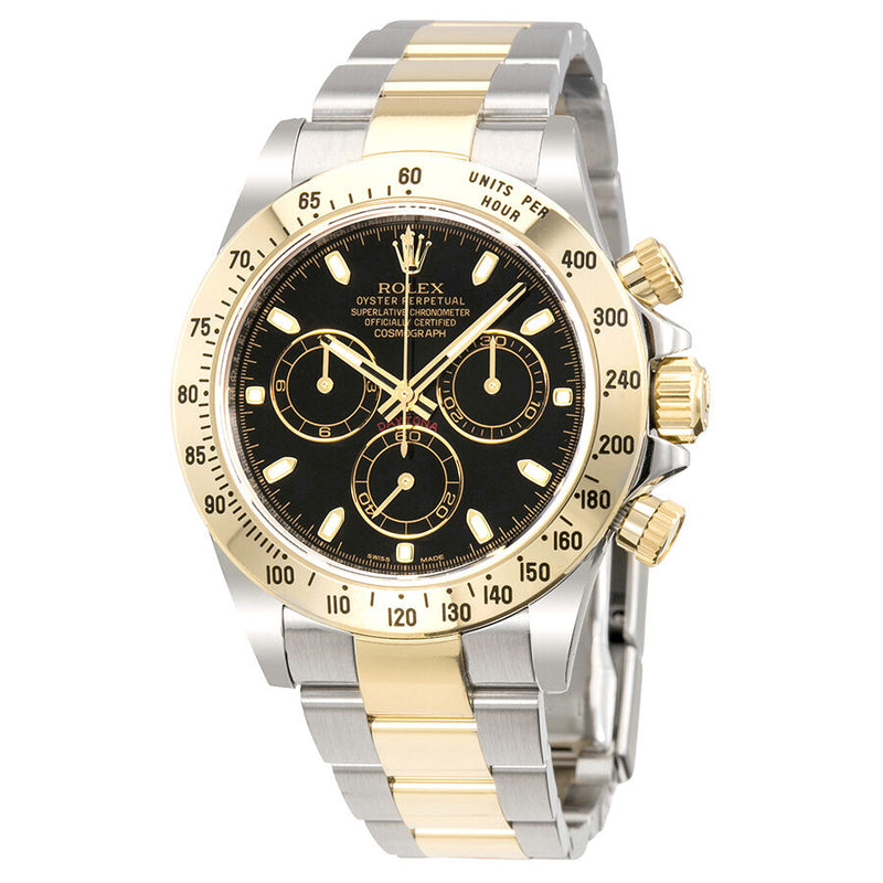 Rolex Cosmograph Daytona Black Dial Stainless steel and 18K Yellow Gold Oyster Bracelet Automatic Men's Watch #116523BKSO - Watches of America