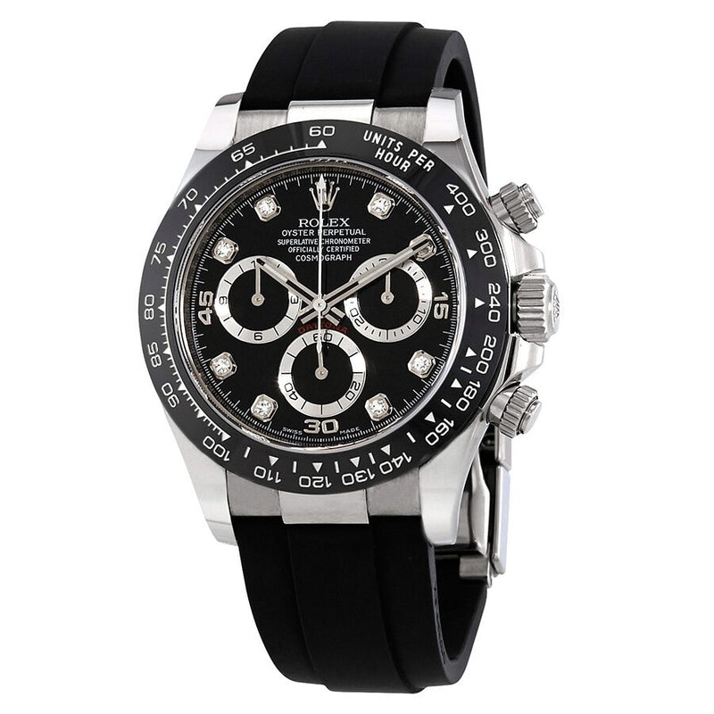 Rolex Cosmograph Daytona Black Diamond Dial Men's Chronograph Oysterflex Watch #116519BKDR - Watches of America