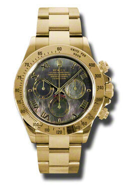 Rolex Cosmograph Daytona Black Mother of Pearl Dial 18K Yellow Gold Oyster Bracelet Automatic Men's Watch #116528BKMRO - Watches of America