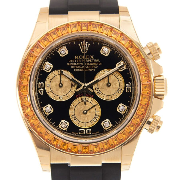 Rolex Cosmograph Daytona Chronograph Automatic Chronometer Diamond Black Dial Watch #116588 SACO - Watches of America
