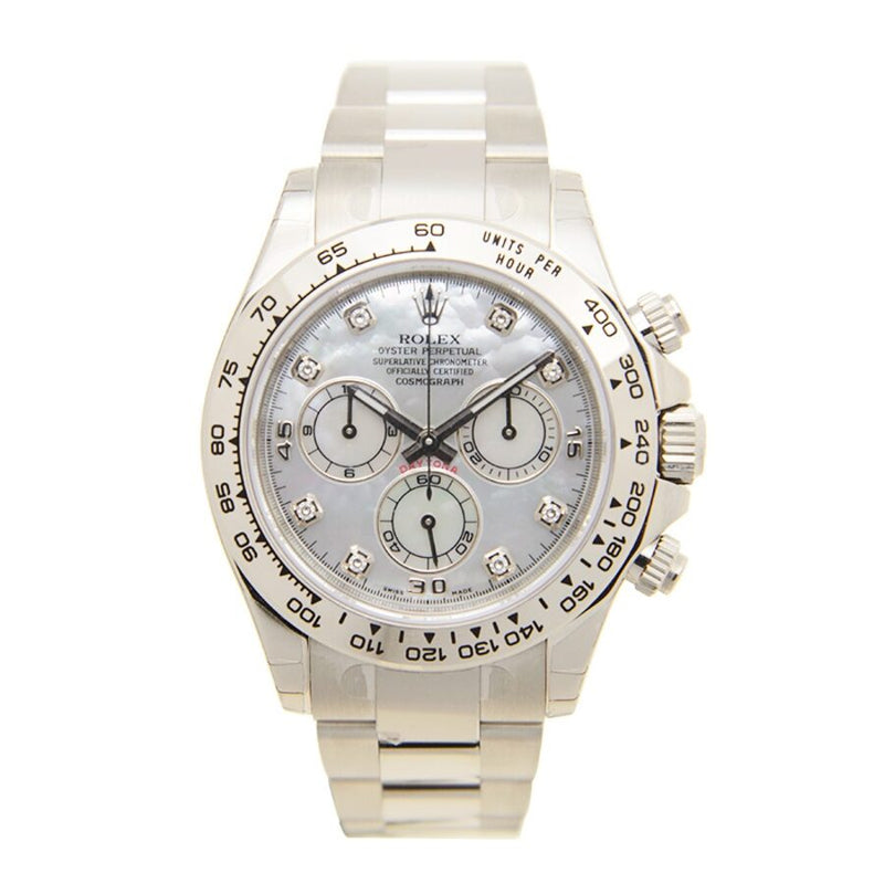 Rolex Cosmograph Daytona Mother of Pearl Diamond Dial Men's 18kt White Gold Oyster Watch #116509MDO - Watches of America #3