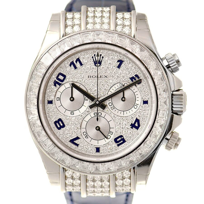 Rolex Cosmorgarph Daytona Pave Diamond Dial 18K White Gold Case Set with 48 Diamonds Leather Strap Men's Watch #116599 - Watches of America #2