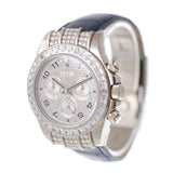 Rolex Cosmorgarph Daytona Pave Diamond Dial 18K White Gold Case Set with 48 Diamonds Leather Strap Men's Watch #116599 - Watches of America #4