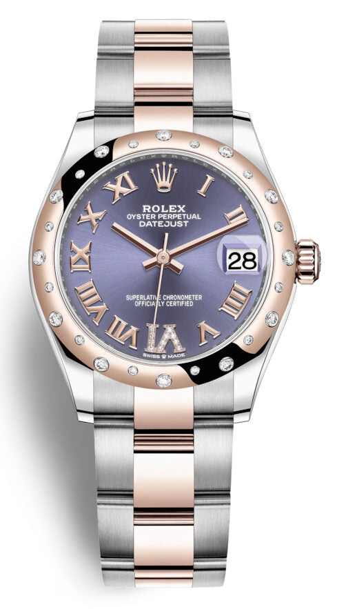 Rolex Datejust 31 Aubergine Dial Automatic Diamond Ladies Steel and 18kt Everose Gold Oyster Watch #278341AURDO - Watches of America