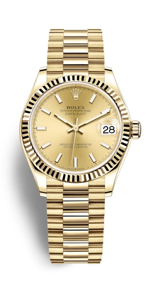 Rolex Datejust 31 Automatic Champagne Dial Ladies 18kt Yellow Gold President Watch #278278CSP - Watches of America