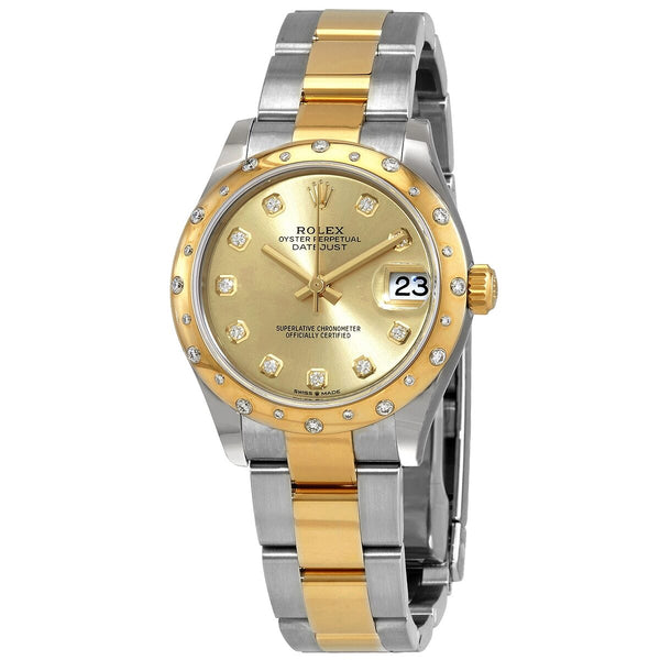 Rolex Datejust 31 Automatic Champagne Diamond Dial Ladies Steel and 18kt Yellow Gold Oyster Watch #278343CDO - Watches of America
