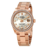 Rolex Datejust 31 Automatic Mother of Pearl Diamond Dial Ladies 18 ct Everose Gold President Watch #278285MDP - Watches of America