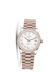 Rolex Datejust 31 Automatic White Dial Ladies 18 ct Everose Gold President Watch #278285WRP - Watches of America
